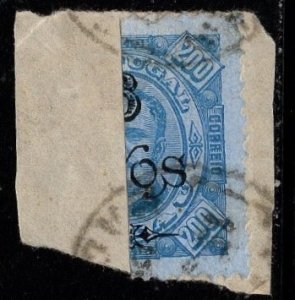 1894 Portugal Macau Scott #- 125 Bisect 200 Reis King Carlos I Used on Piece