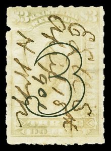 Scott R186 $3.00 Documentary Revenue Used Fine Cat $15