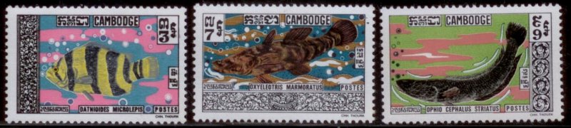 Cambodia 1970 SC# 217-9 Fish MNH-OG E90