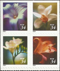 # 3487-3490 MINT NEVER HINGED FLOWERS