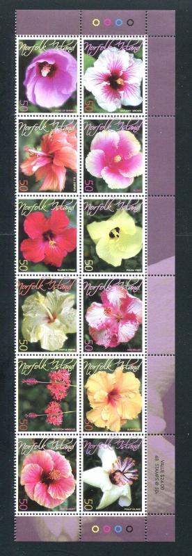 2005 Norfolk Island Hibiscus Flower Varieties SG 928/39 Block 12 MNH