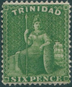 Trinidad 1876 SG77 6d yellow-green Britannia wmk cc p14 MLH