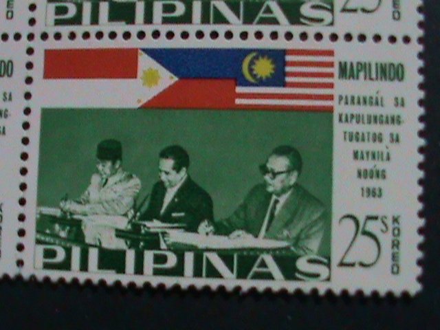 ​PHILIPPINES-1965-SC# 936-8 SIGNING  MANILA ACCORD-MAPILLINDO -MNH BLOCKS- VF