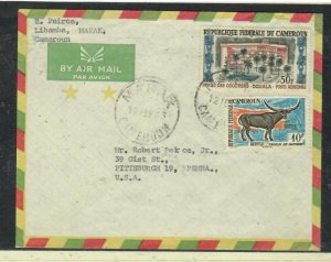 CAMEROUN  1963 COVER  2 STAMPS  MAKAK A/M TO USA P0229H