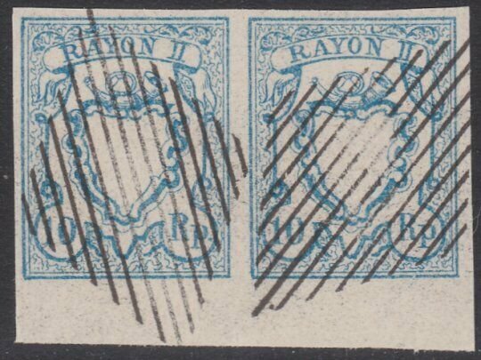 SWITZERLAND  An old forgery of a classic stamp - pair.......................B198