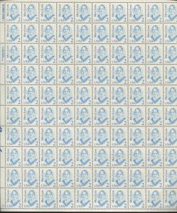 Pane of 100 US Stamps 2169 - American Pioneer Mary Lyon - Brookman Price $11