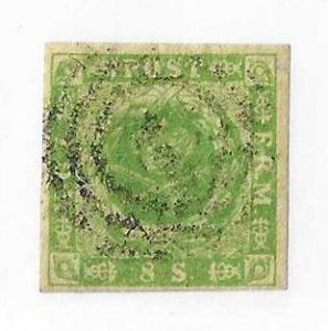 Denmark Sc #5a 8s apple green used VF