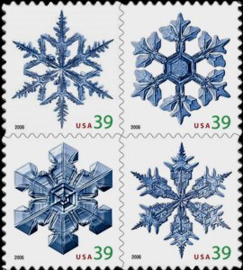 2006 39c Christmas Snowflakes, Block of 4 Scott 4101-4104 Mint F/VF NH