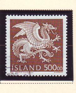 Iceland Sc 677  1989 500 Kr Dragon  stamp used