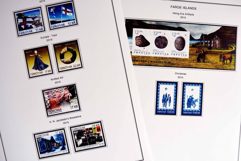 COLOR PRINTED FAROE ISLANDS 2011-2020 STAMP ALBUM PAGES (38 illustrated pages)