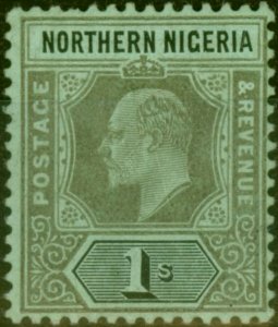 N. Nigeria 1910 1s Black-Green SG36Var 'Damaged Frame & Crown' Repaired State...