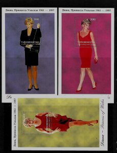 TURKMENISTAN - NOTE AFTER Sc 64 NH of 1997 - MINISHEET+9S/S - PRINCESS DIANA 