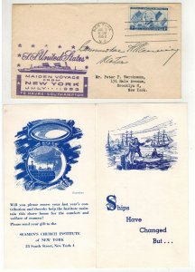 1952 SS UNITED STATES SIGNED COMMODORE HARRY MANNING EARHART NAVIGATOR SEEN $499