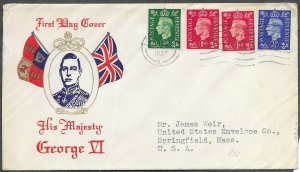 Great Britain # 235,236,239 KGVI  FDC  05-10-1937  (1)