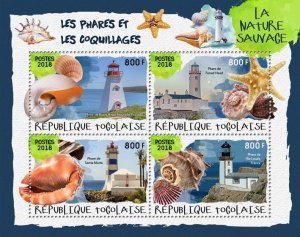 TOGO - 2018 - Lighthouses & Shells #2 - Perf 4v Sheet - Mint Never Hinged