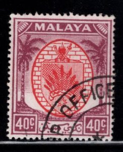 MALAYA Negri Sembilan Scott 54 Used coat of arms stamp, Palm Trees