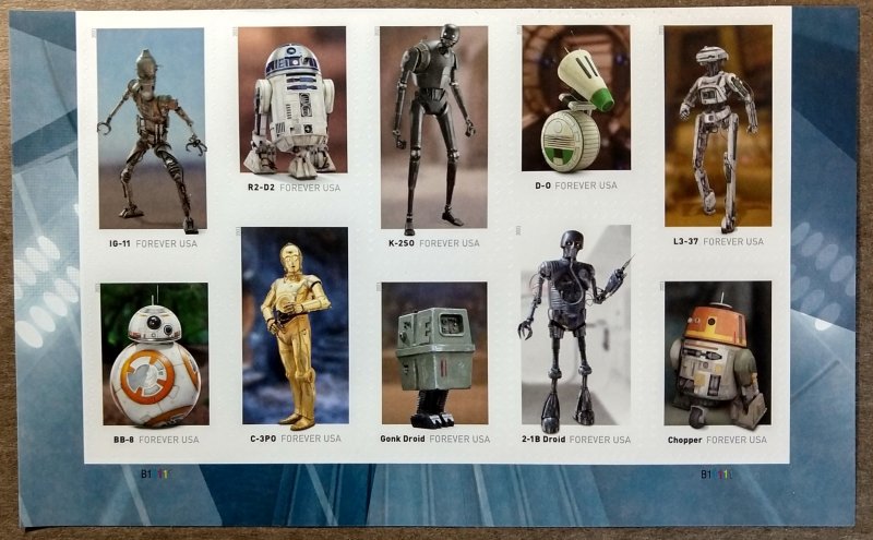 US #5582a (55c) Stars Wars Driods MNH pane of 10 plate # B11111 (2021)