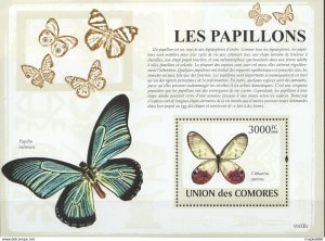 2009 Comoros Fauna Insects Butterflies Papillons Bl ** Uc067