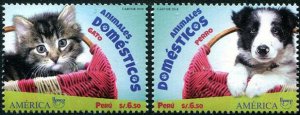 HERRICKSTAMP NEW ISSUES PERU Sc.# 1979-80 UPAEP 2018 Domestic Animals Dog & Cat