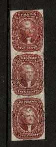 USA #12 Very Fine Used Strip Of Three **With Certificate**