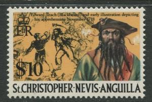 St. KITTS-NEVIS-Scott 222A-Definitives-1973- MNH - Single $10.00c Stamp
