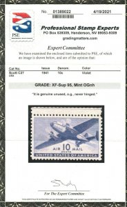 USA #C27 Mint Superb Never Hinged **With Graded 95 Certificate**