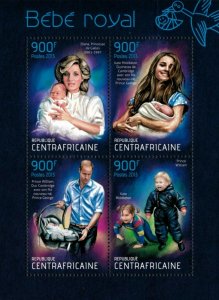 Central Africa 2013 - Royal Babies, Diana, Prince William - Sheet of 4 - MNH