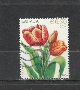 Latvia  Scott#  866  Used  (2014 Tulips)