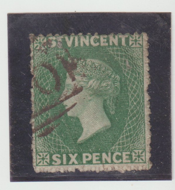 St. Vincent Scott #3  SG#7 Deep Green 6p No Watermark Rough Perforations Used