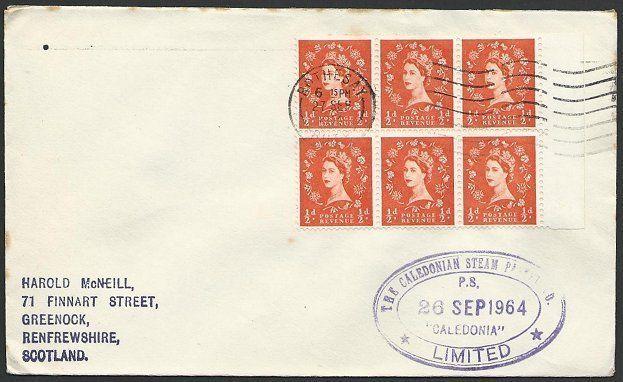 GB SCOTLAND 1964 cover Clyde Steamer cachet P.S. CALEDONIA.................48233