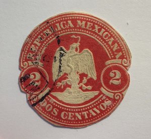 Mexico Revenue 1890/94 stationary cut out, used - 2c, eagle with snake