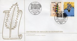 BRAZIL 1988 Sc# 2132/2133  CENTENARY OF THE ABOLITION OF SLAVERY Set (2) FDC