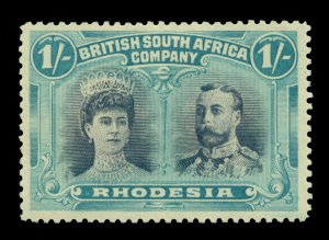 British SOUTH AFRICA - RHODESIA 1910 Double Heads 1sh blk & ultra SG 153 mint MH