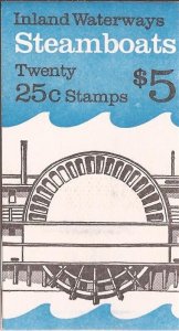 US Stamp - 1989 Steamboats - Booklet Pane of 20 Stamps - Scott #BK166