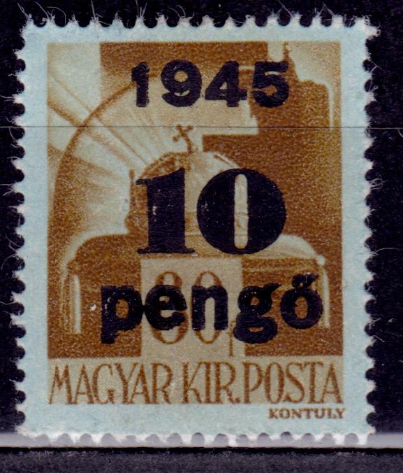 Hungary, 1945, Surcharge 40p on 80f, sc#672, MH