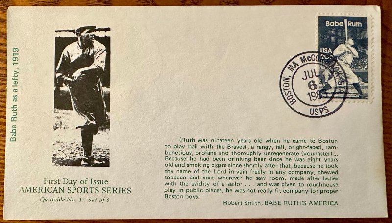 US # 2046 Babe Ruth FDC collection 7 covers all different
