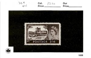 Great Britain, Postage Stamp, #309 Mint NH, 1955 Queen Elizabeth (AC)