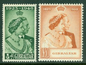 SG 134/5. 1948 Silver wedding set of Gibraltar. Fine unmounted mint CAT £60