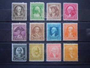 #704-715 1932 WA-BICENTENNIAL Issues  MNH OG F/VF  #1b