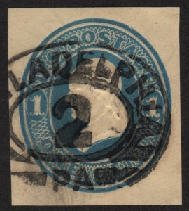 SC#U74 1¢ Franklin Cut Square (1870) Used