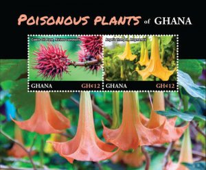 GHANA  2016 - POISONOUS PLANTS OF GHANA - STAMP SOUVENIR SHEET - Scott #2912 MNH