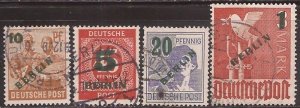 Germany - Berlin - 1949 German Surcharges - 4 Stamp Set - Scott #9N64-7