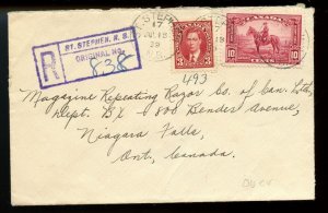 ?ST. STEPHEN, N.B. Registered & cds, RPO, 1939 Mufti issue cover Canada