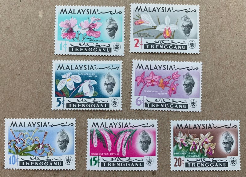 Trengganu 1965 Orchid set, MNH. Scott 86-92, CV $4.55. SG 100-106