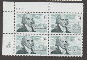 U.S. Scott #3545 James Madison Stamps - Mint NH Plate Block