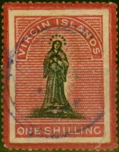 Virgin Islands 1867 1s Black & Rose-Carmine White Paper SG18 Fine Used 'Circu...