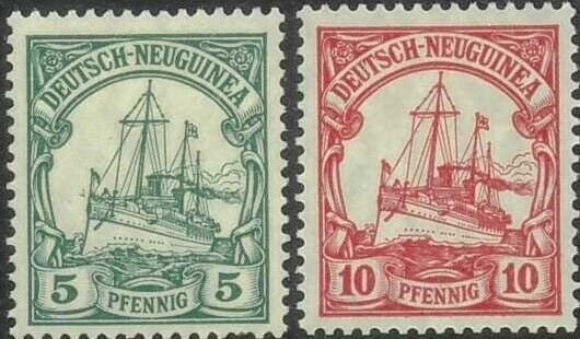 1914-19 NEW GUINEA, GERMAN COLONIES, KAISER’S YACHT, GERMANY (MI. 21 - 22) 