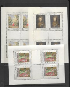 Czechoslovakia 1507-11 m/s of 4 Paintings  MNH X 6 vf, 2020 CV $144.00