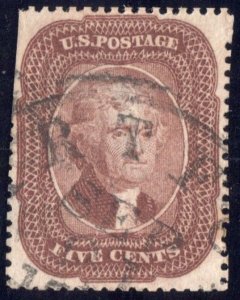 1859 used VF/XF 5c brown Andrew Jackson SC29