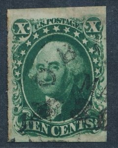 # 15 U.S. 10c WASH. USED, VF LIGHT CANCEL,APS CERT. LIGHT VERTICAL CREASE AT BOT